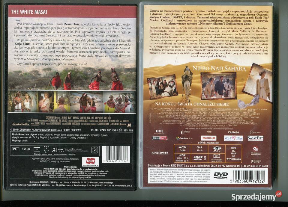Biała Masajka Niebo Saharą 2 filmy DVD Szczecin