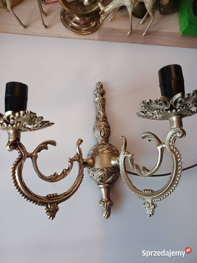 Piękny masywny mosiężny kinkiet Poznań sprzedam