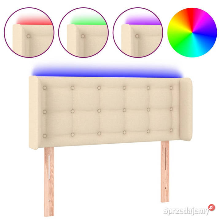 Zagłówek do łóżka z LED kremowy 93x16x7888 Łóżka i materace mazowieckie