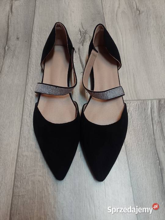 43 Czarne bogato zdobione baleriny wieczorowe Kraków sprzedam