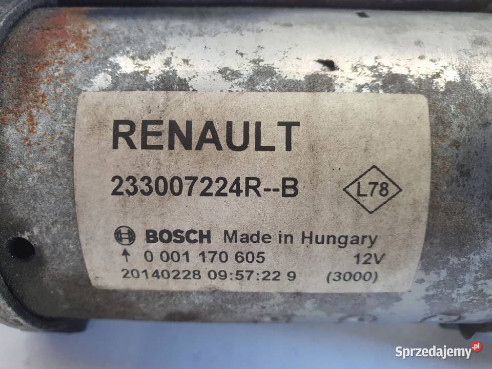 Renault Megane III 15 DCI ROZRUSZNIK 233007224R osobowe Układ elektryczny, zapłon Janów