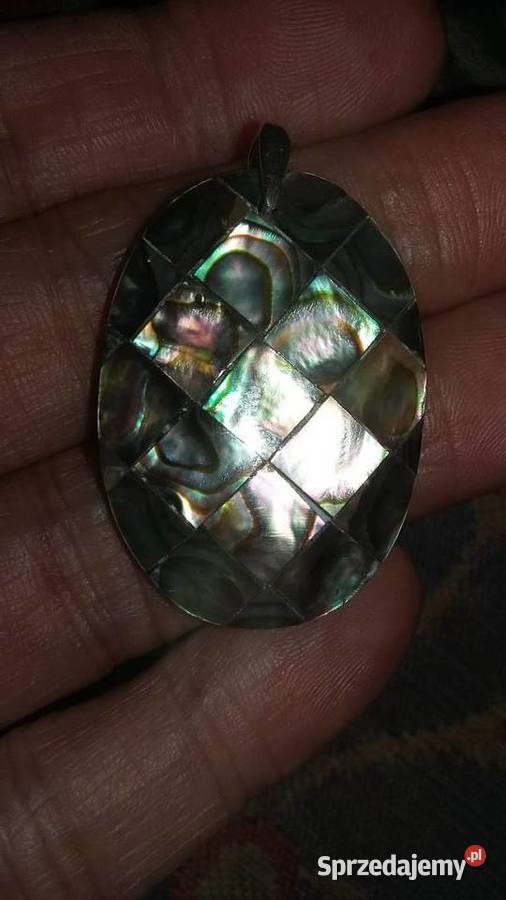 wisiorek mozaika muszla paua abalone srebro 925 Naszyjniki