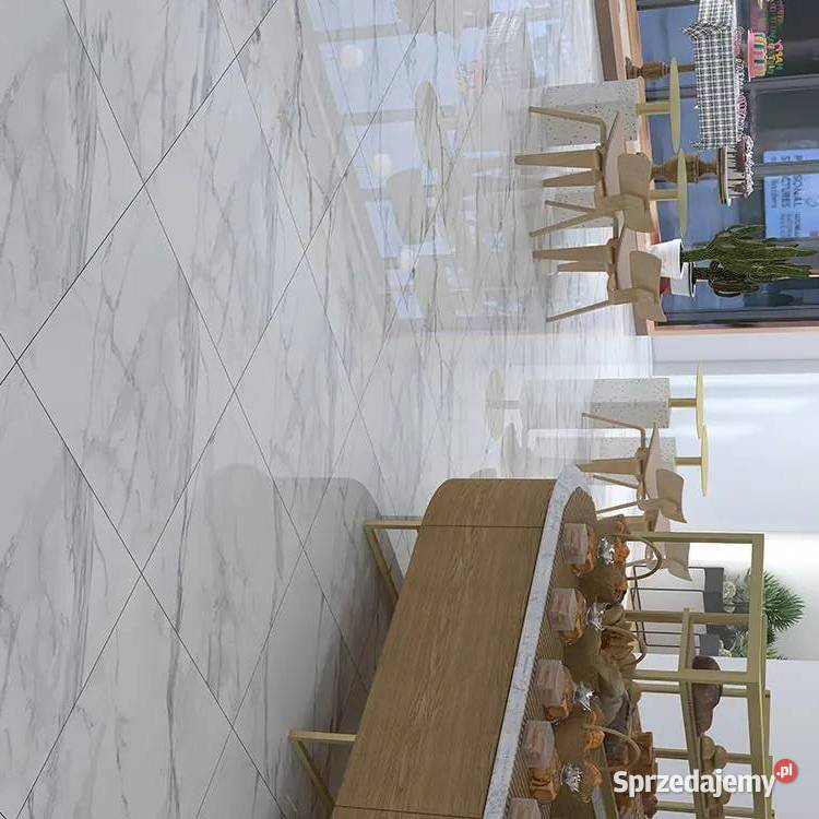Gres polerowany 60x60 BIAŁY MARMUR WYSOKI POŁYSK Łask