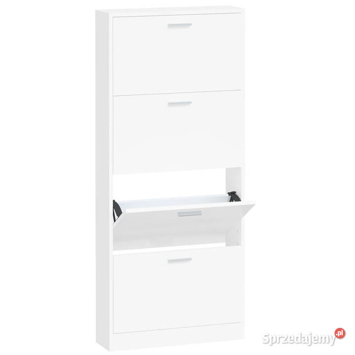 Szafka na buty biały 59x17x150 materiał