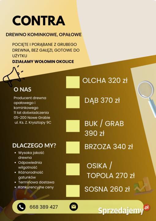 drewno kominkowe opałowe dąb brzoza olcha osika Wołomin