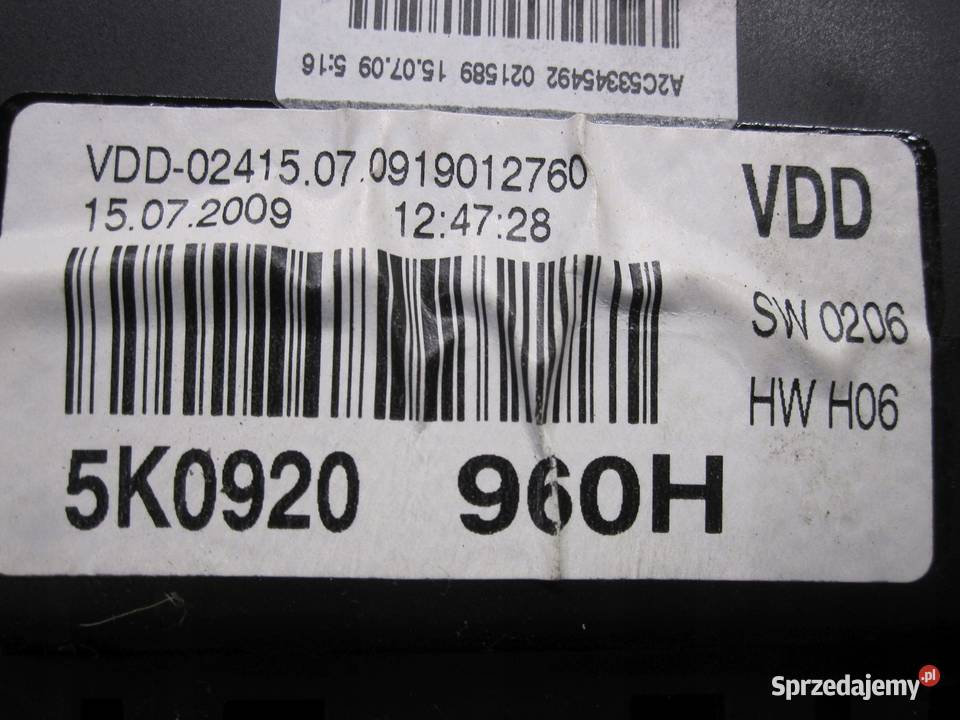 VW GOLF VI 10r licznik zegary 5K0920960H ANGLIK osobowe sprzedam