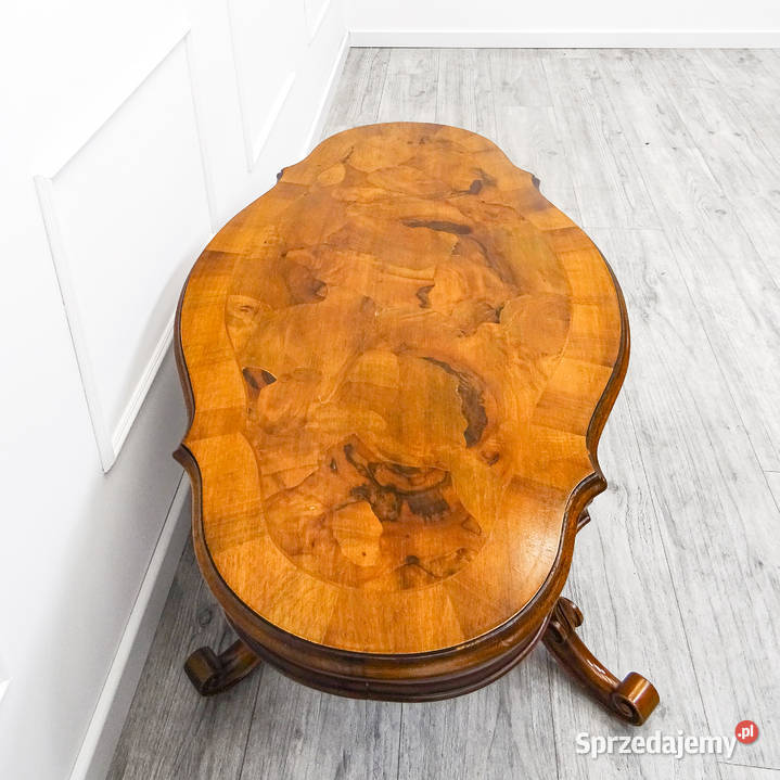Drewniana ŁAWA francuska LUDWIK Owalna Ława BLAT 120cm Kalisz