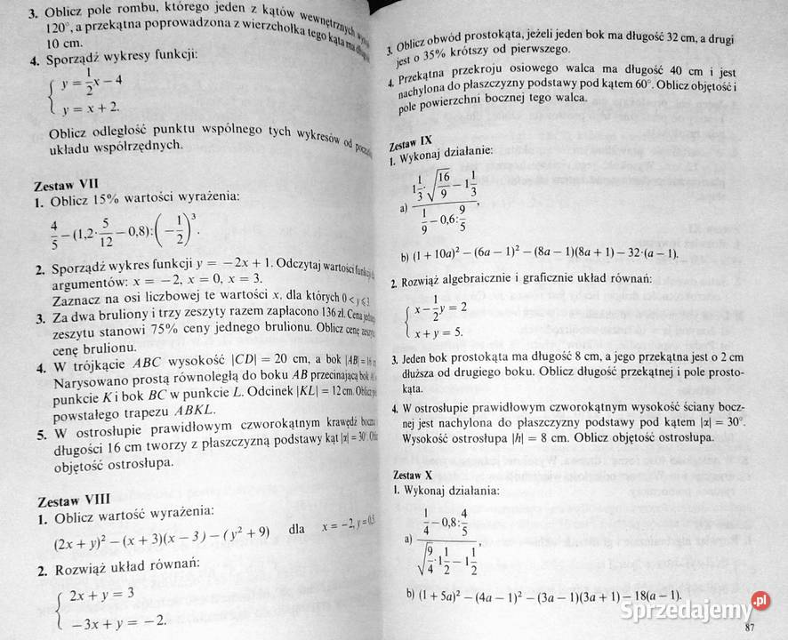 Zbiór zadań z egzaminów wstępnych z matematyki Pozostałe Chełm sprzedam