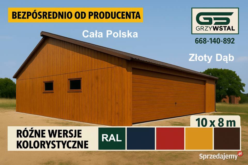 Drewnopodobny GARAŻ BLASZANY Magazyn Wiata Hala Sprzedaż łódzkie Tomaszów Mazowiecki