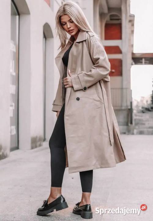 Płaszcz Z Imitacji Skóry Spy Beżowy łódzkie Nowy Kawęczyn sprzedam