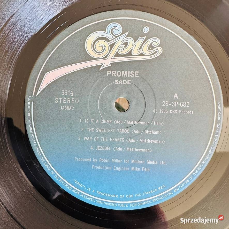Sade Promise EXEX Japan LP 1985 Epic 283P682 Łódź