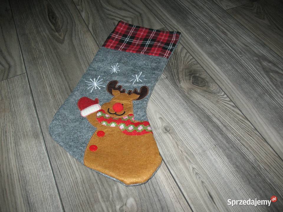 Skarpeta świąteczna na prezenty z filcu Renifer Chorzów