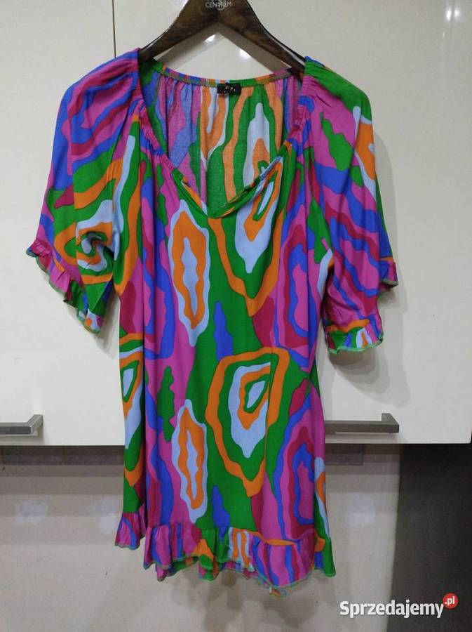 Sukienka z krótkimi rękawami kimono wielobarwna Lublin
