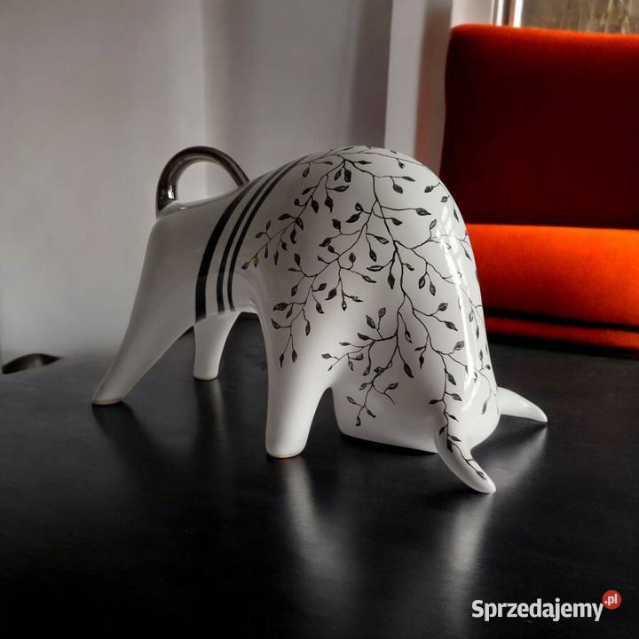 Byk Figurka Byczek ceramiczny ręcznie malowany Sierakowice