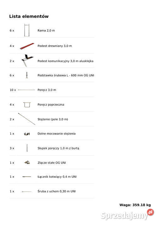Zestaw 372 m2 Rusztowanie 6x62m Ramy stalowe 2m