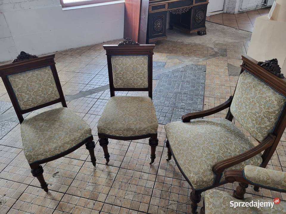 Zestaw sofa 2 fotele 4 krzesła piękny antyczny Meble