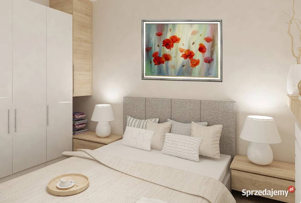Czerwone Maki ręcznie malowany olejny Lidia małopolskie Nowy Sącz sprzedam