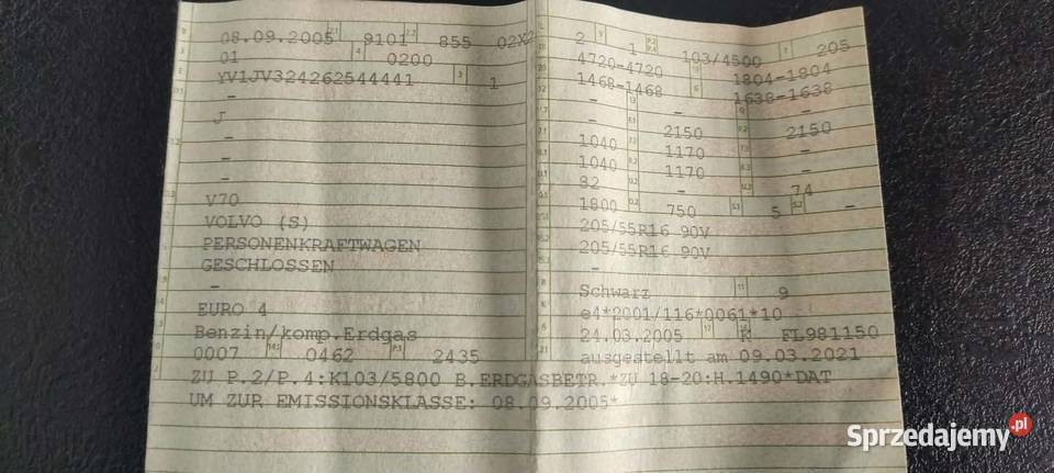 Volvo V70 Kombi w Całości na Części z Erdgasem uszkodzony dolnośląskie Zgorzelec