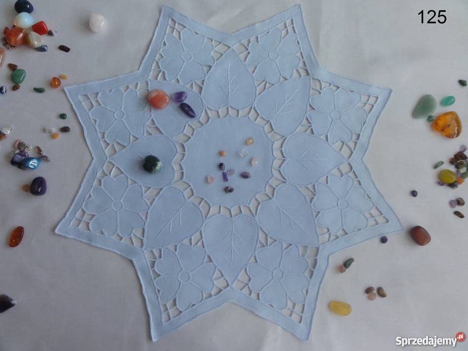 Serwetki bieżniki kolorowe niebieskie wyszywane Lublin sprzedam