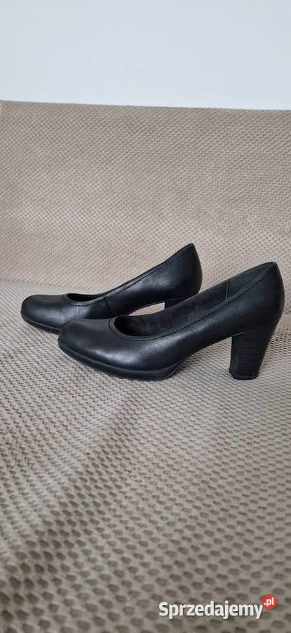czółenka słupek czarne 38 skóra Kraków