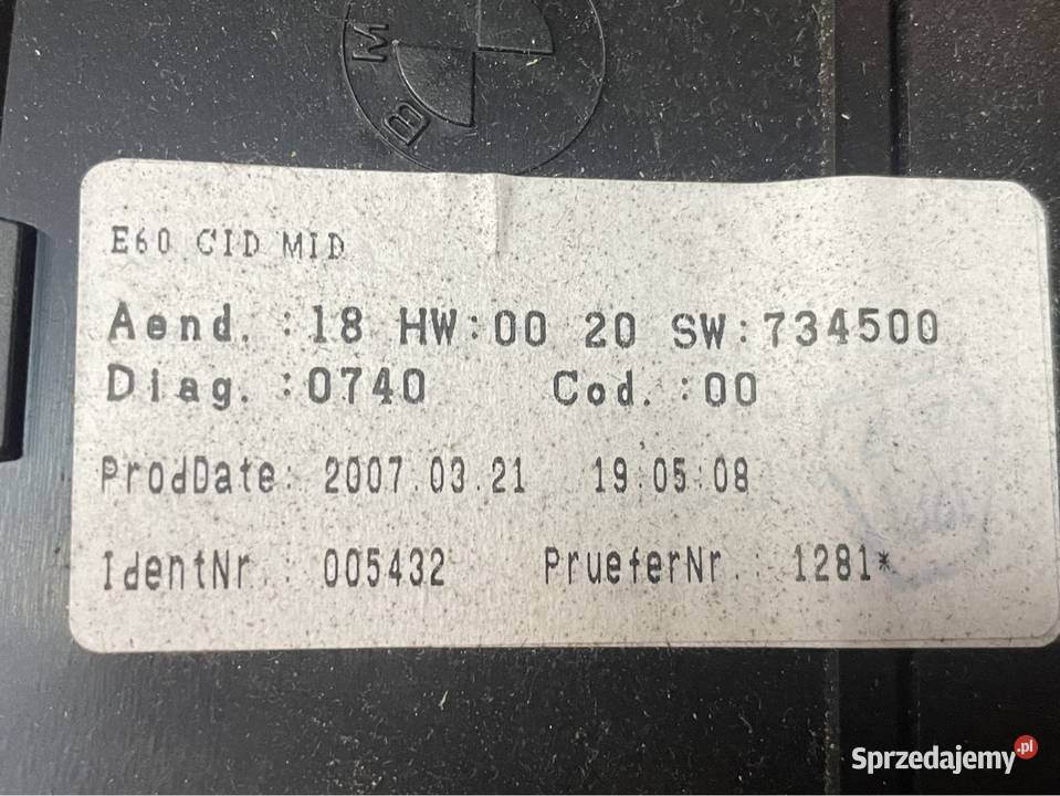 9141807 wyświetlacz ekran bmw 5 e60 e61 Lift lci Szczecin