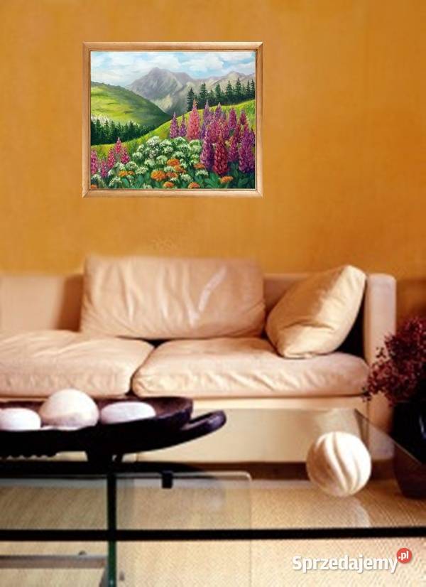 Obraz olejny Pejzaż górski wielokolorowy