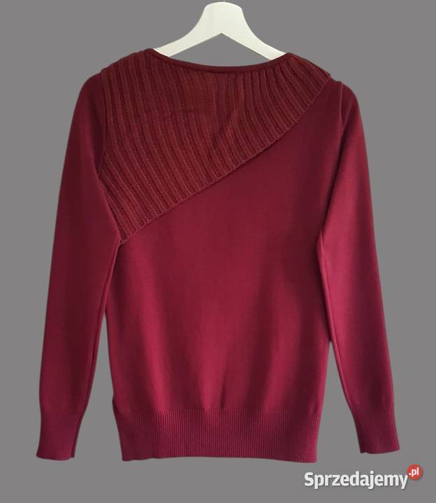 Damski bawełniany ciepły sweter bordowy z długim Chrzanów