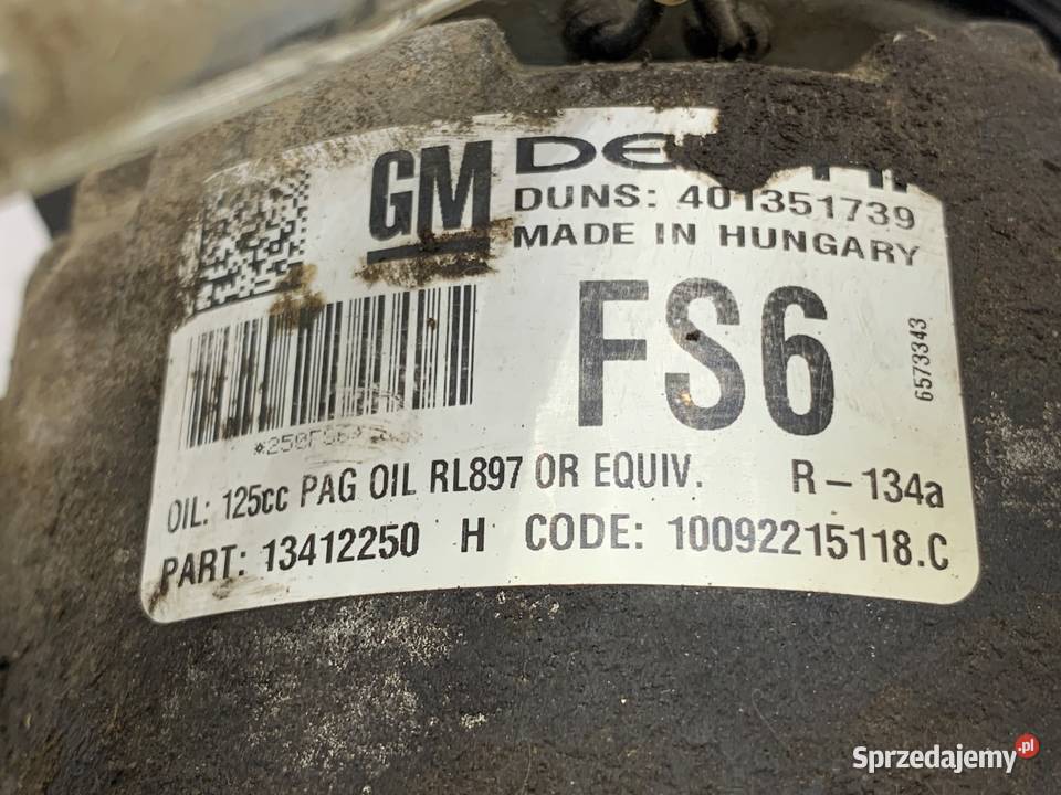 SPRĘŻARKA KLIMATYZACJI OPEL ASTRA J 13412250 14
