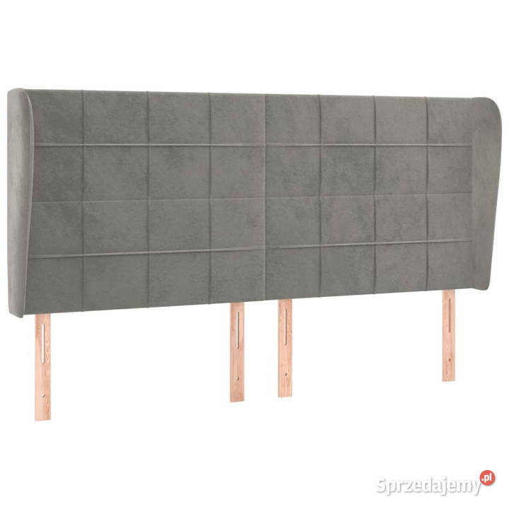 Zagłówek uszak jasnoszary 163x23x118128 aksamit