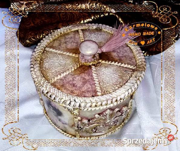 Pudełko szkatułka rękodzieło decoupage dekoracja Antyki, Sztuka, Kolekcje mazowieckie Warszawa