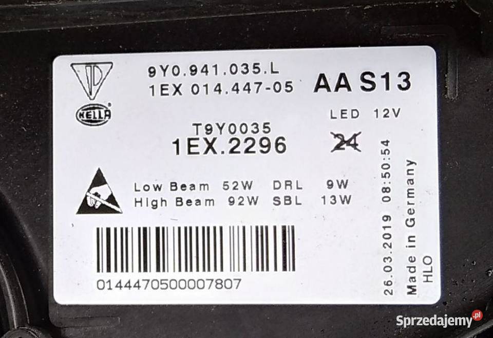 PORSCHE CAYENNE 9Y0 MATRIX FULL LED LAMPA LEWA