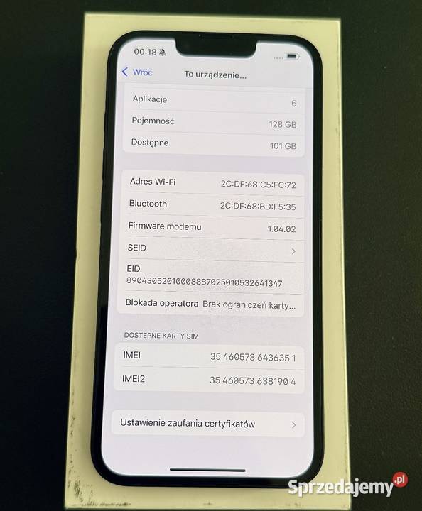 iPhone 16e 128GB aktywowany nowy małopolskie Kraków sprzedam