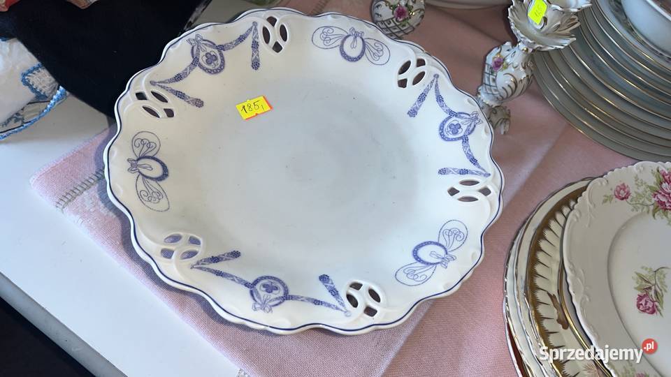 Patera na nodze z girlandą niebieską Piękna Gdańsk