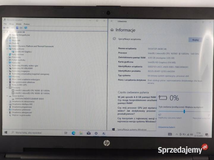 Laptop hp 15ba071nd 156 Intel N3060 4GB 128GB Warszawa