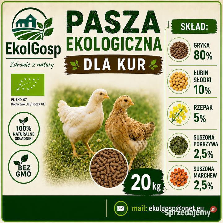 Pasza kur 20 ekologiczna sprzedam