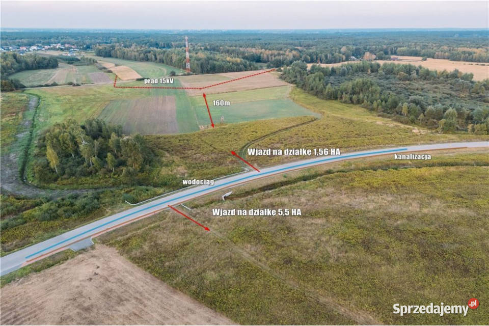Działka przemysłowa 156 HA Podborze Mielec 15600m2 Sprzedaż