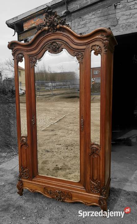 Pięknie rzeźbiona francuska szafa pałacowa Wałbrzych