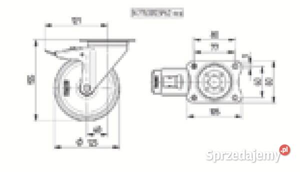 Koła skrętne z poliamidu 125 mm 3477UOJ125P62 Kamionna