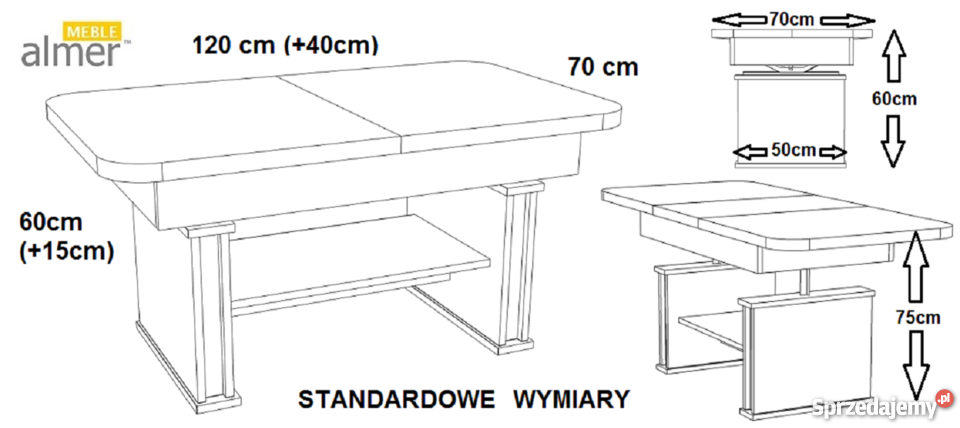 Ławostół L17 podnoszony rozkładany do 160 Radomsko sprzedam