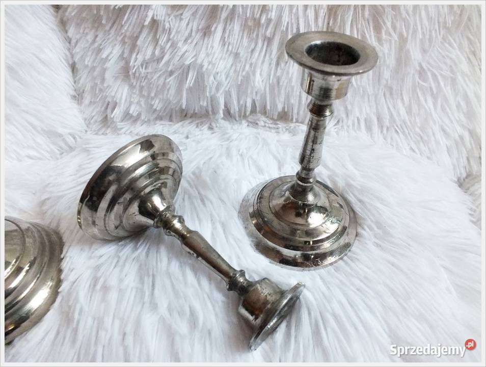 Oryginalny stary metalowy krzyż i dwa świeczniki Żary