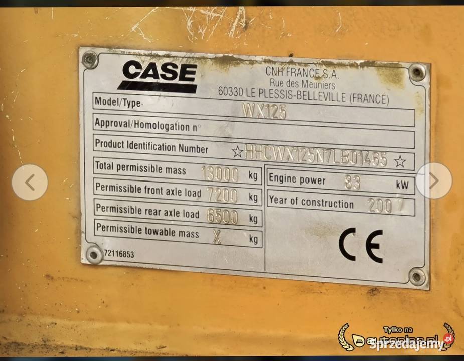 Case wx125 sprzedam tanio Rok produkcji 2007 Krzeszowice