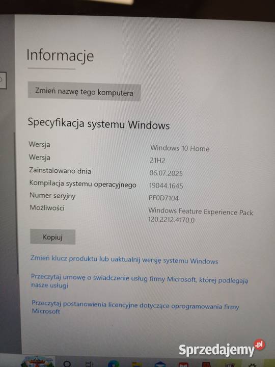 syndyk sprzeda laptop marki Lenovo Wolanów sprzedam