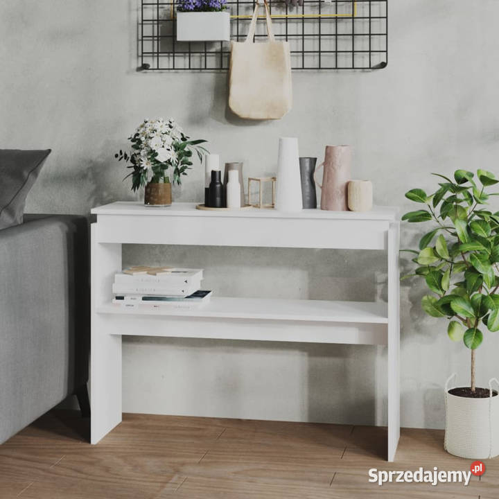 Stolik konsolowy biały 102x30x80 materiał