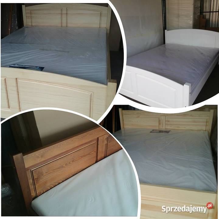 Łóżko drewno sosnowe 140x200 z materacem sprężynowym NOWE
