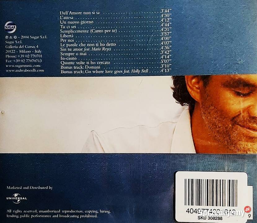 Sprzedam Wspaniały Album CD Andrea Bocelli klasyczna Legionowo