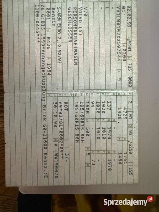 Volvo V70 20 benzsprowadzony Prądocin sprzedam