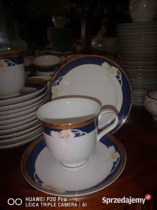 Filiżanka z talerzkiem deserowym z kobaltem Gdańsk