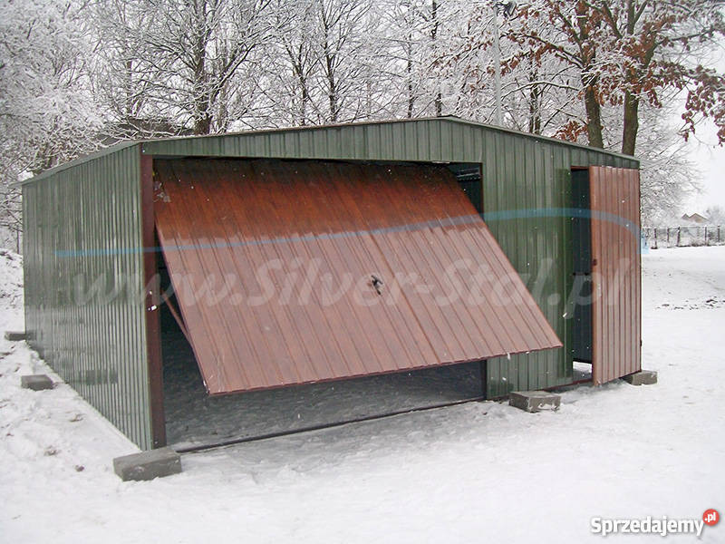 Garaż blaszany drewnopodobny 6x6 blacha orzech Biłgoraj