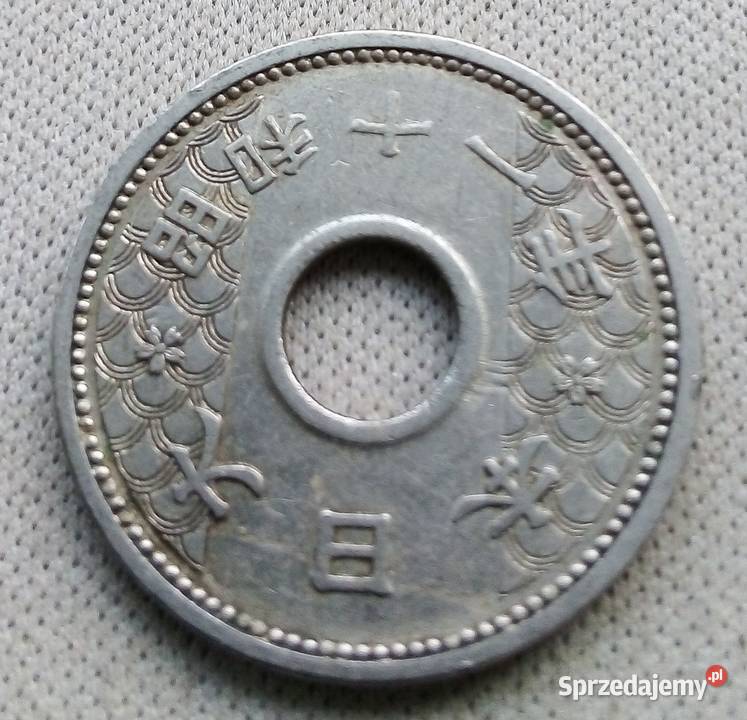 JAPONIAHIROHITO 10 SEN1939 r 11 Z OTWOREMNIKIEL Numizmatyka Antyki, Sztuka, Kolekcje