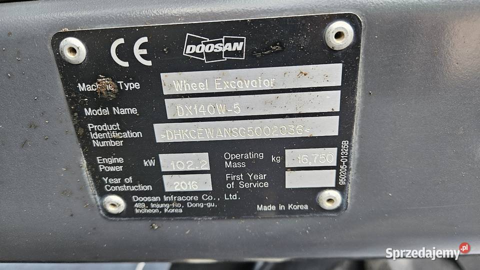 Doosan dx140w5 2016r Bydgoszcz